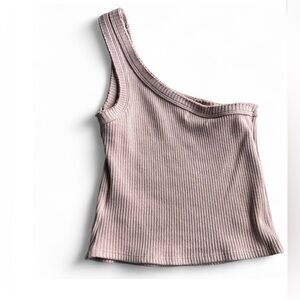 Urban Outfitters One-Shoulder Ribbed Tank Top Small - Light Pink